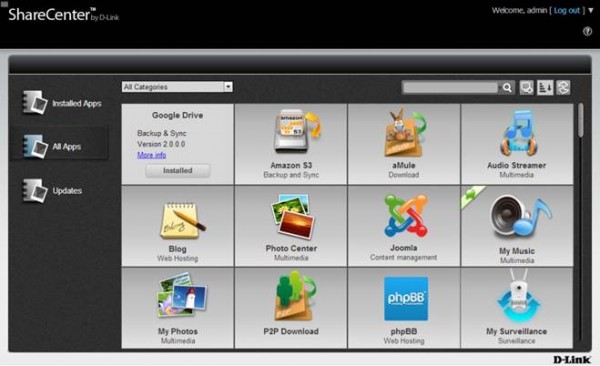 DNS-340L_apps_interface