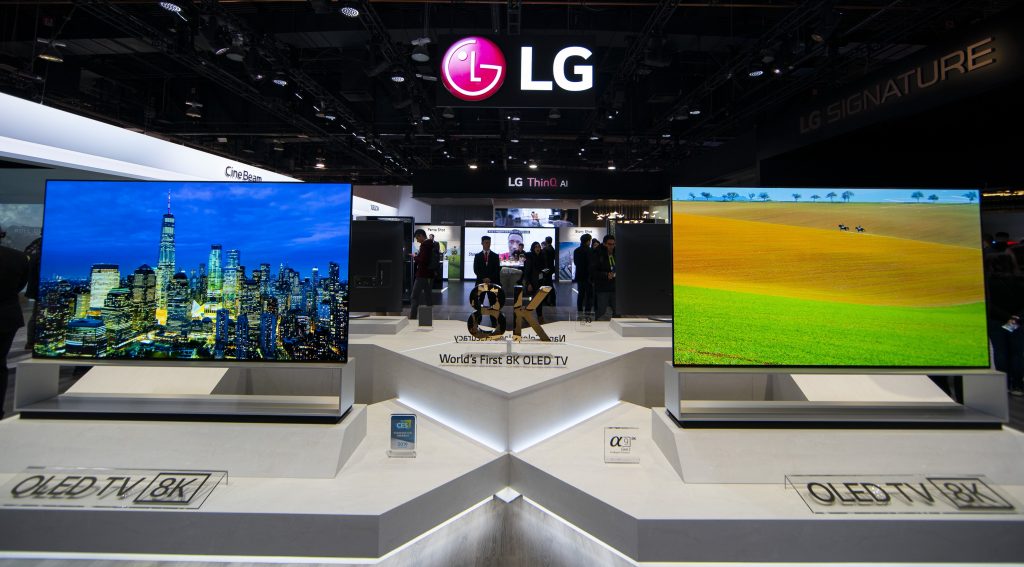 LG electronics booth at 2019 CES on Monday, Jan. 7, 2019, in Las Vegas. (Jack Dempsey/AP Images for LG Electronics)