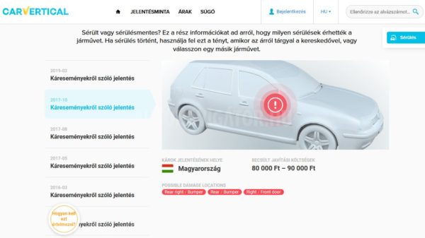 használtautó járműtörténet carvertical